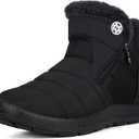 Eagsouni Snow Boots Womens Winter Ankle Boots Ladies Warm Fur Lined Booties Thickening Shoes Zip Flat Sneakers Outdoor Booties (8, High Top - Black)