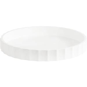Kate and Laurel Lissi Decorative Round Tray with Wavy Design; 16 Inch Diameter; White; Modern Scalloped Circle Serving Tray for Coffee Table Ottoman; Dining Table; or Entryway Catch-All Tray