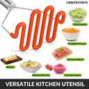 3 x Urbanstrive Non-Scratch Silicone Potato Masher Kitchen Tool, Potatoes Masher Potato Masher Stainless Steel Wrapped In Premium Silicone, Potato Smasher, Orange
