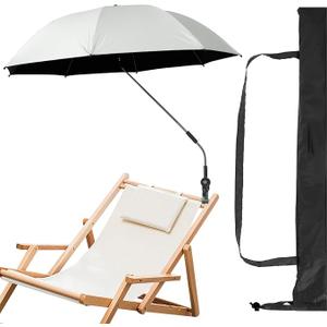 42 Inch Beach Umbrella 360° Adjustable Shade Umbrella Outdoor Umbrella with Large Opening Clip Portable Camping Chair Umbrella with Storage Bag for Beach, Camping Chair, Wheelchair