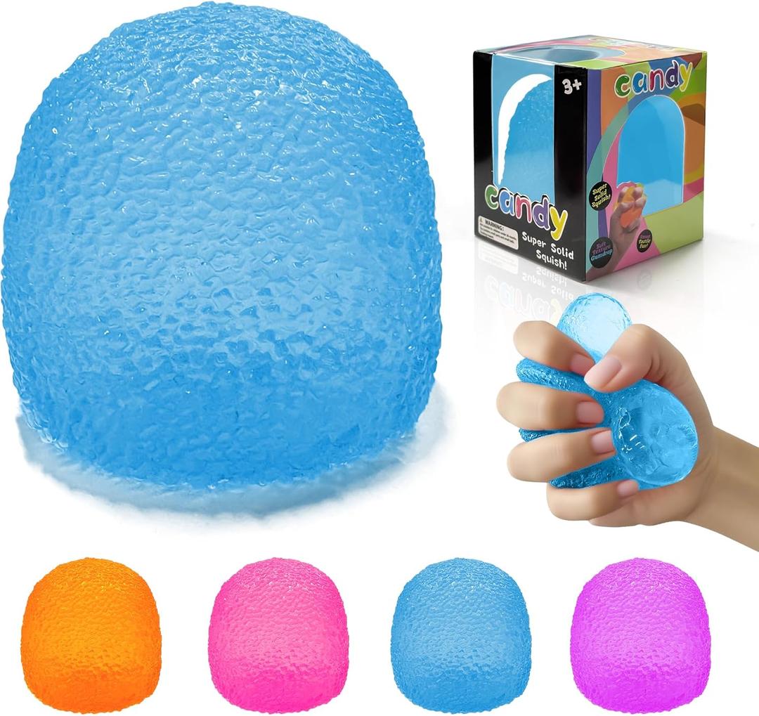 Squishy Fidget Toys Stress for Kids and Adults, Super Solid Squeeze Ball, Sensory for Stress Relief, Birthday, Easter Basket Stuffers and Party Favors (Blue)