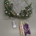 1 Set Advent Wreath with 5 Flameless Candle (Pink Purple White) and Timer Remote Control, 1 Advent Wreath Candle Holder, 1 LED Strings for Holiday Party Decor(Pine Cone, 20 Inch)