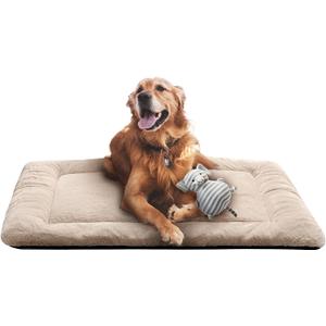Dog Beds Crate Pad for Large Dogs Ultra Soft Dog Crate Bed Washable & Anti-Slip Kennel Pad for Dogs Cozy Sleeping Mat,Cream 42inch