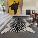 Rugoo Zebra Print Rug - 6.4 ft x 8.5 ft Black and White Animal Print Area Rug - Faux Fur - For Living Room, Bedroom, Nursery