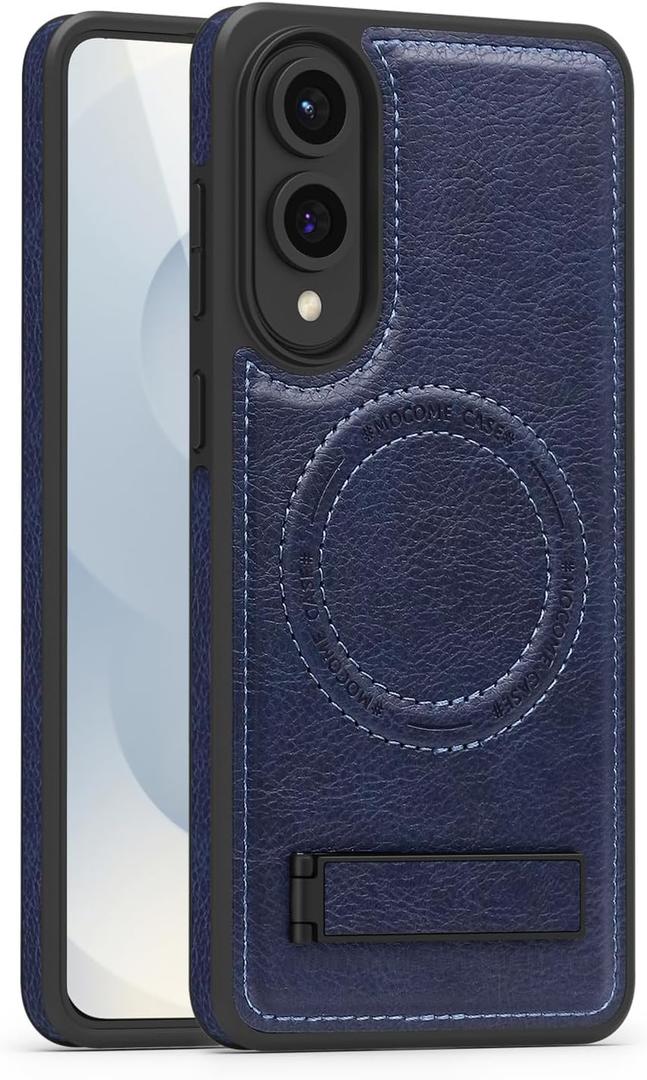 Lunivop for Samsung Galaxy s25 Edge Case Leather [Compatible with Magsafe Wireless Charging] Magnetic Cover Stand Funda para S 25 Edge 6.7 '' 2025 Rugged Best Phone Cases Blue