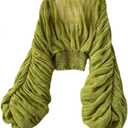 Bell Sleeve Tops for Women Dressy Tops for Evening Wear Lace Blouses for Women (One Size, Green)