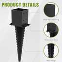 1 Pcs 4x4 Fence Post Anchor Ground Spike (Actual 3.6x3.6), Heavy-Duty 22" Post Anchors, Black Powder-Coated, 4x4 Post Spike for Fences, Mailboxes, Trellises, Road Signs, and Railings
