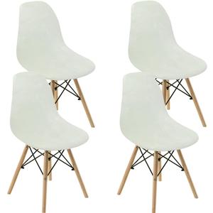 Dining Room Chair Covers Slipcovers Set of 4, Shell Chair Cover Velvet for Mid Century Modern Chair, Armless Chair Cover Lounge for Kitchen, Dining, Living Room Side Chairs Ivory