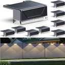 Solar Fence Lights Outdoor - 3000/4000/6000K 3 Mode, IP65 Waterproof Fence Lights Solar Powered, Dusk to Dawn Solar Light for Outside, Backyard/Step/Patio/Deck/Stair Railings and Wall (8 Pack)