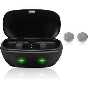 Wokyo Rechargeable 312 Hearing Aid Batteries and Charger, Hearing Aid Charger Travel Case for 312 Hearing Aid Amplifiers Battery Charger with 2 Pack 312 Button Rechargeable Batteries