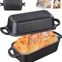 GRMImosa 2 in 1 Cast Iron Loaf Pan wiht Lid, Bread Loaf Pans for Baking Bread 9x5, Sourdough Bread Baking Pan for Homemade Bread, Meatloaf, Cherry