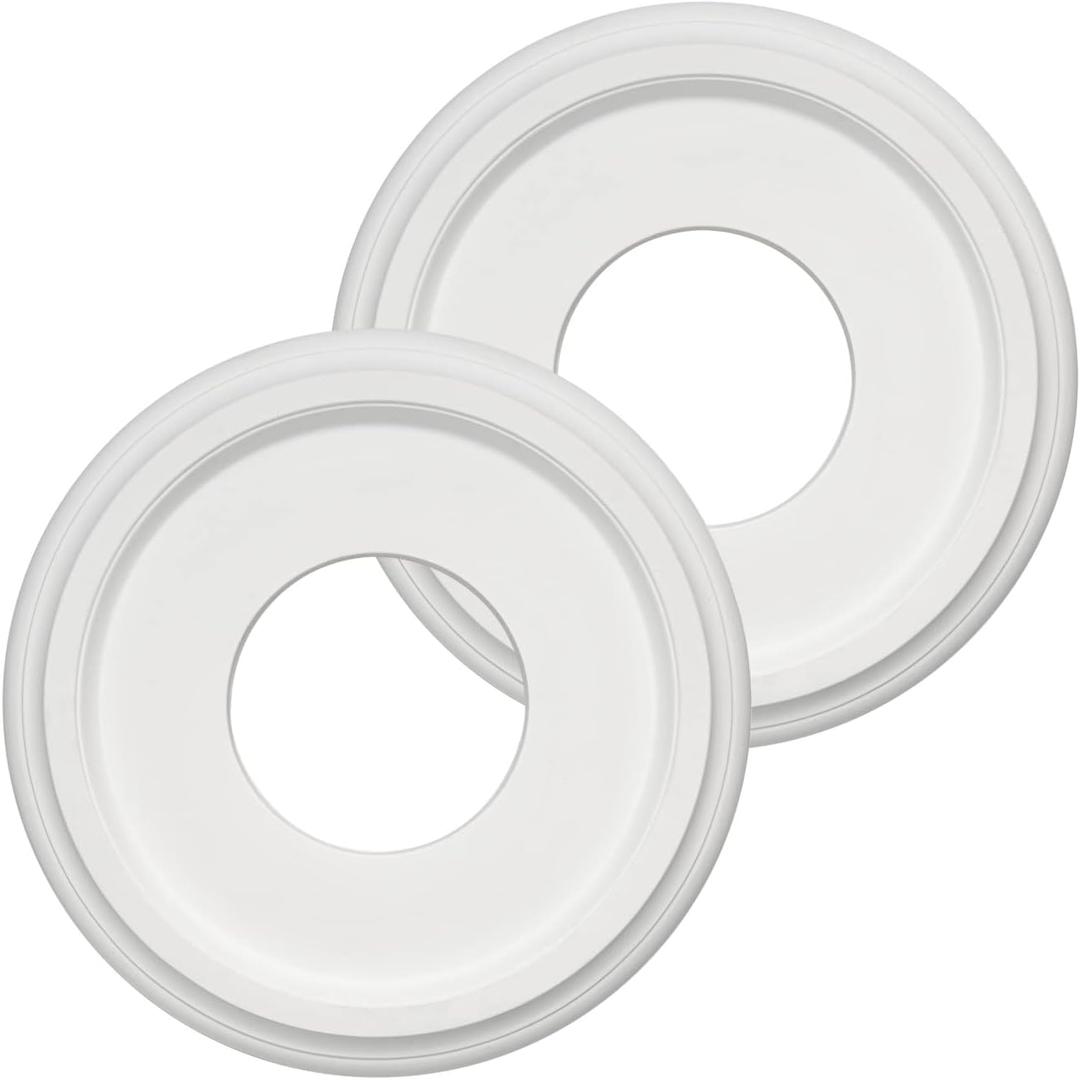 2 Pack Molded PU Ceiling Medallion for Light Fixtures and Pendants 10"OD x 4"ID x 1 "P (Fits Canopies up to 7-1/4") White