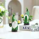St Patrick's Day Gnomes Decor, 2Pcs Resin Leprechaun Figurines with Pot of Gold, Shamrock for Mantle, Small Lucky Couple Holiday Decorations, Party, Tiered Tray, Irish Home Decor (Green, White, and Black)