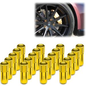 Gold 20 PCS M12x1.25 Lug Nuts 60mm Extended Tuner Aluminum Wheels Rims Cap WN02