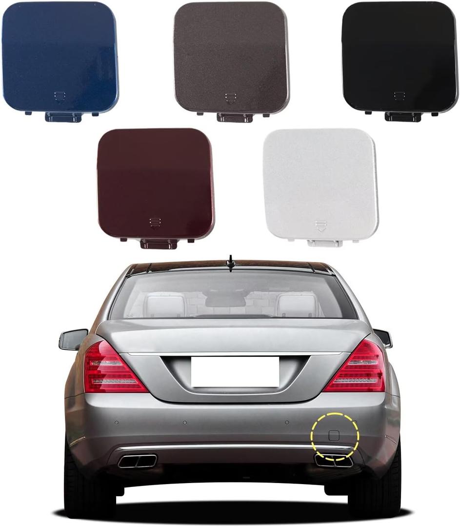 Car Rear Bumper Tow Hook Cover Compatible with Mercedes-Benz S-Class W221 2010 2011 2012 2013 Small Lid Towing Eye Cap A2218850022 Black