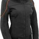 Milwaukee Leather MPL2764 Women's Black Soft Shell Armored Motorcycle Racing Style Jacket with Hoodie (Large)