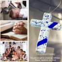2 x H&D HYALINE & DORA Blue Cross for Car Mirror Hanging Glass Cross Christian Ornaments Christian Gifts for Men Beautiful Jesus Nativity Ornament