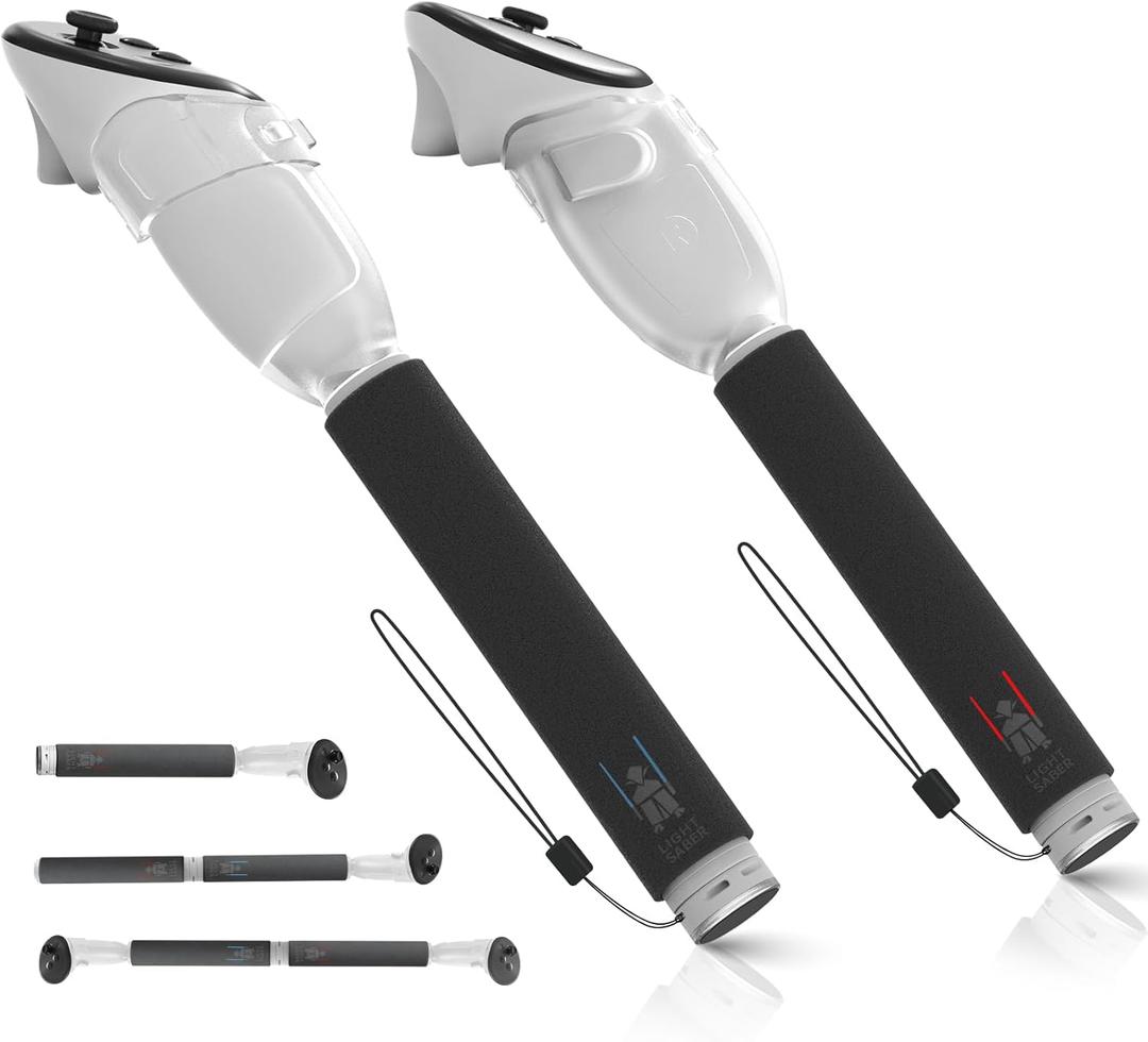 Hibloks 3 in 1 Handle Attachments Compatible with Meta Quest 3 / Oculus Quest 3S Controller, Beat Saber/Baseball/Golf Club/VR Gorilla Tag Long Arms Grips for Meta Quest 3/3S Accessories