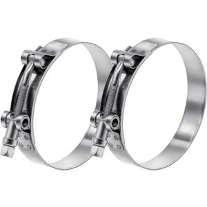 2 Pack 3.5 inch T-Bolt Hose Clamps, Stainless Steel_304 Working Range 95mm-103mm for 3.5" Hose ID, Turbo Intake Intercooler Clamp for Automotive