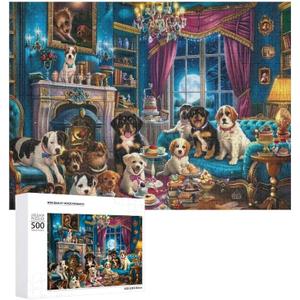 500 Pieces Adult Wooden Puzzles -A Cute Cat with Cute Animals Jigsaw for All Jigsaw Puzzle Toy Animals Lovers - Spend Time Getting a Sense of Achievement Beautiful Gift
