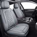 MIROZO Car Seat Covers Full Set - Leather Seat Covers Grey Breathable Vehicle Cushion Cover Fit for Most Sedan, Truck and SUV (Gray)