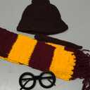 Newborn Photography Props Halloween Wizard Witch Hat Scarf Wand Glasses Frame 4 PCS Set Crochet Baby Photo Prop Halloween Baby Photoshoot Props Halloween Magic Party Cosplay Set