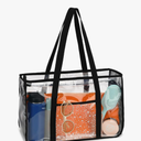 Clear Beach Bag for Women, Large Clear Tote Bag for Stadium Events - Zipper Closure, Waterproof, Sandproof