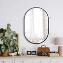 Bathroom Mirror for Wall,30''x20'',Black Oval Mirror for Bedroom Entryway Bathroom, Metal Framed Vanity Mirror(30''x20'',Black)