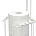 ZCCZ - Free Standing Toilet Paper Holder with Shelf - Bathroom Tissue Organizer - Modern Toilet Paper Stand for Bathroom Storage (White) (Advanced with shelf)