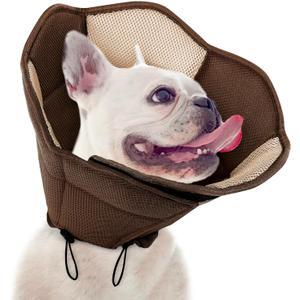 SUNFURA Dog Cone - Soft Cone for Dogs to Stop Licking, Pet E-Collar Alternative After Surgery, Adjustable Pet Recovery Collar for Wound Healing, Brown Medium