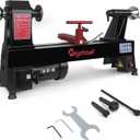 Wood Lathe Machine, 12 x 18 inch, 550W 3/4HP, 5 Speed Settings 680-2770 RPM,Benchtop Lathe with MT2 Drive/Live Center