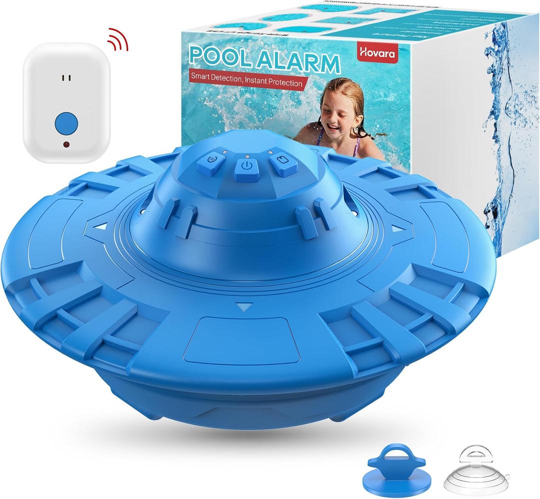 Pool Alarm, Floating Pool Safety Alarms for Inground & Above Ground Pools  Loud 110dB Alert, Adjustable Sensitivity, Protection for Kids & Pets (Blue)