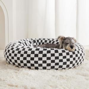 BFPETHOME Donut Dog Bed for Small Dogs, Round Cat Beds for Indoor Cats, Calming Pet Bed for Puppy and Kitty with Non-Slip Bottom, Cute Fancy Dog Bed Machine Washable Puppy Bed (Grey)