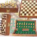 Magnetic Travel Pocket Chess Set - Staunton 7x7 Inch Folding Game Board - Handmade in Fine Rosewood - 2 Players, Age 14+