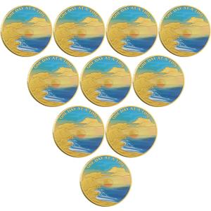 Serenity Shoreline Sunrise Sobriety Chip One Day at A Time AA Medallion (Pack of 10)