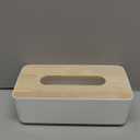 Pojah Wooden Rectangular Tissue Box Holder for Storage on Bathroom Vanity, Countertop, Bedroom Dresser (Medium, 10.2x5.1x3.3 inch) (White)