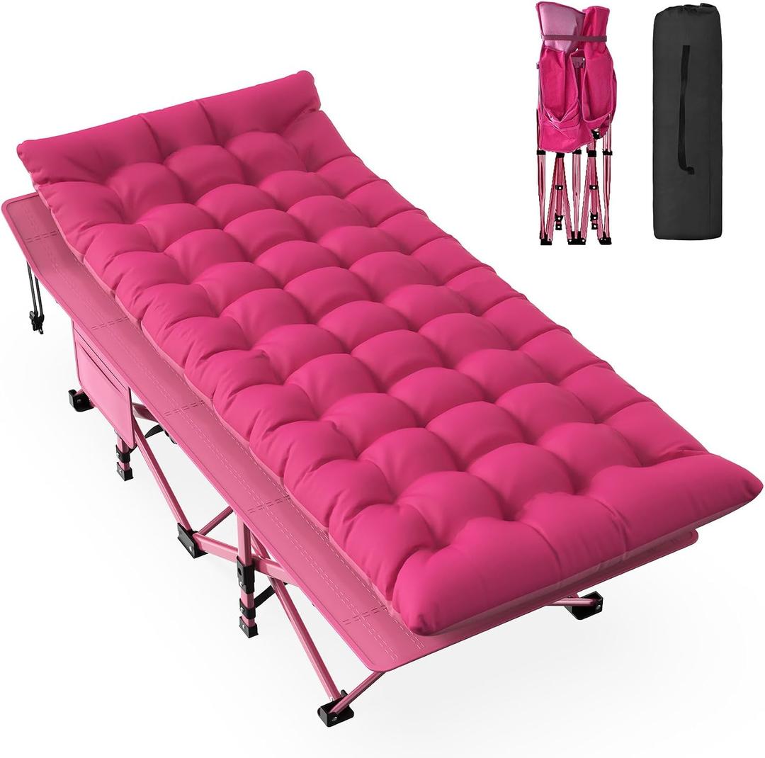 Slendor Camping Cot for Adults, 1200D Oxford Camping Bed with 3.5in Thick Mattress, 500lbs Max Load, Folding Cot for Camping, Travel, Outdoor, Home Guest, Office Nap, X-Large