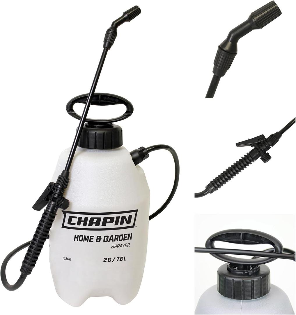 Chapin 16200 Pump Sprayer, 2-Gallon, Lawn & Garden Translucent Poly Tank, Adjustable Cone Nozzle, Ergonomic Handle & in-Tank Filter for Herbicides, Pesticides & Fertilizers