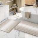 Bathroom Rugs and Mats Sets, 2 Piece Thick Absorbent Chenille Bath Mat Rug Set Non Slip, Soft Shaggy Bath Room Floor Mats for Bathroom, Machine Washable (Light Taupe, 20" x 32" Plus 16" x 24")
