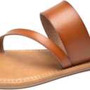 Women's Slide Sandals Slip On Flat Flip Flop Thong Casual Summer (8, Brown)