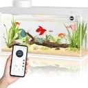 Smart Fish Tank Aquarium Kit with APP Control and Auto Feeder - 1.5 Gal Fish Tank Multi-Layer Filtration System Silent Pump & UHD Glass - 16 Million DIY Colors Includes Mini Magnetic Scrubber Scraper (White)