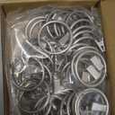 Silver Curtain Rings with Clips 1.5" Inch Set of 40 Heavy Duty Curtain Hooks for Drapes, Caps, Pictures - fits on Rod Diameter Upto 1.25Inch/32mm (Silver, 1.5" Inch - 40 Pack)