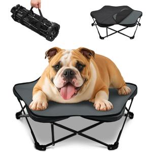Pozico Small Elevated Dog Bed  26" Foldable Pet Cot with Carry Handle, Raised Dog Bed with Sturdy Frame & Plush Cushion, Portable & Durable for Small Breeds, Indoor/Outdoor Camping & Travel