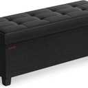 SONGMICS Storage Ottoman Bench, Foldable Foot Rest with Legs, 15 x 43 x 15.7 Inches, End of Bed Bench, Storage Chest, Load up to 660 lb, for Living Room, Bedroom, Entryway, Ink Black ULSF018B01