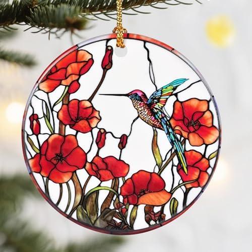 Christmas Ornaments, Dodosky 2.8in Ceramic Hummingbird Ornament, Xmas Decor, Christmas Tree Ornaments, Xmas Decorations for Tree, Holiday Ornament, Gift Ideas, Hummingbird Gifts, Gifts for Women, Mom Pack Of 2