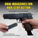 Wood Grain Foam Blaster Pistol with 2 Detachable Magazines, 40 Shell Casings, 50 Soft Bullets, Great Birthday for Boys and Girls, Realistic Action with Shell Ejection