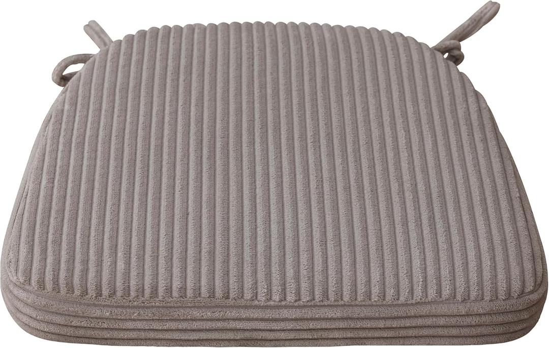 HIGOGOGO D-Shaped Chair Pads Cushions for Dinner Chairs, 17 x 16 Inch Supportive Cushion with Ties, Removable Overstuffed Chair Cushion, Set of 1, Grey