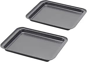 Little Small Baking Sheets Nonstick Set of 2 (9.5inch X 7.1inch)  SS&CC 8 Inch Nonstick Baking Toaster Oven Tray Cookie Sheets, 1 or 2 Person Household