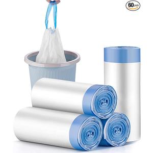 Charmount 4 Gallon Trash Bags  Drawstring small trash Bags for Bathroom, Kitchen, Bedroom, Office, 60 Count (Upgraded  Easy to Separate)…