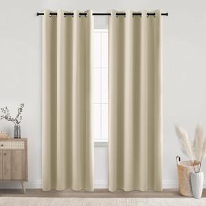 KOUFALL Beige Black Out Curtains 84 Inches Long,72 Wide 70-80% Blackout Curtains for Bedoom Living Room